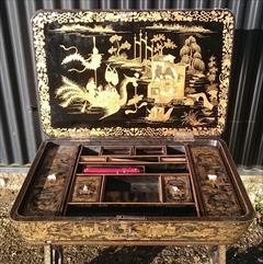 19th Century Lacquer Work Table 28h 25w 16¼d _23.JPG